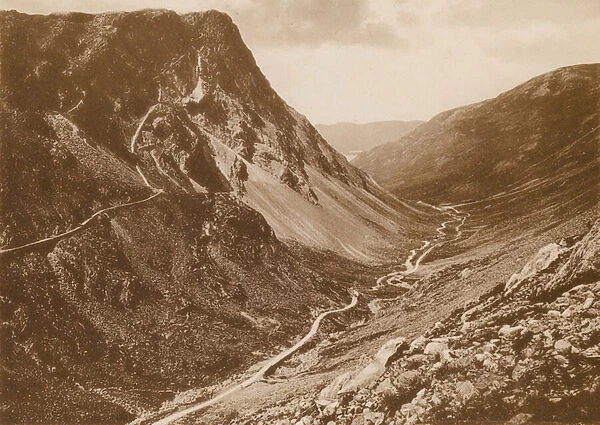 Honister Pass and Crag (b  /  w photo)