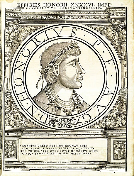 Honorius, illustration from Imperatorum romanorum omnium orientalium et