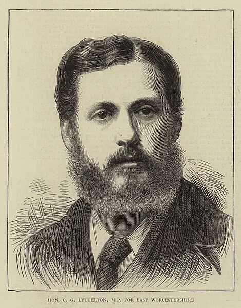 Honourable C G Lyttelton, MP for East Worcestershire (engraving)