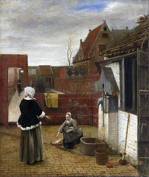 Hooch, Pieter, de (1629-1684) A Woman and her Maid in a Courtyard Oil on canvas ca 1661