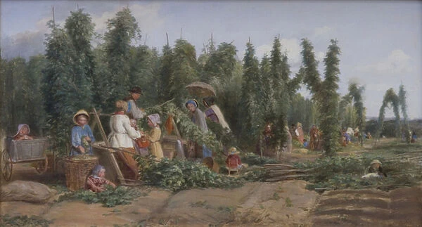 Hop Garden, 1858 (oil on board)