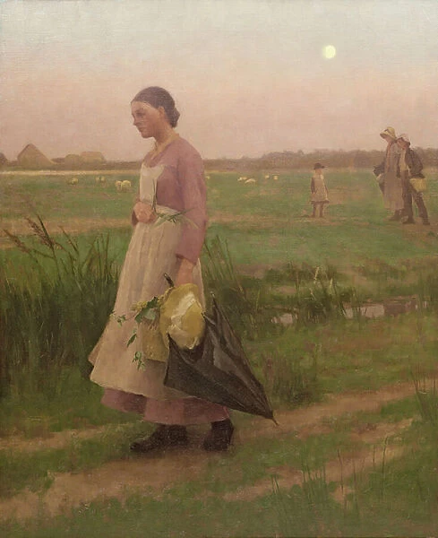 Hop Pickers Returning, 1883 (oil on canvas)