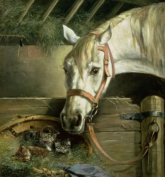 Horse and kittens, 1890