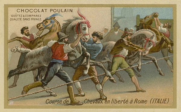 Horse racing in Rome (chromolitho)