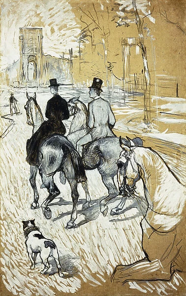 Horse-riders going toward the Bois de Boulogne; Cavaliers se Rendant au Bois de Bologne