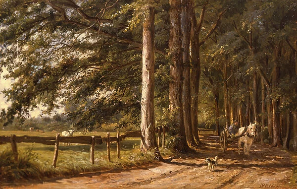 Horsecart on a country lane, 19th century