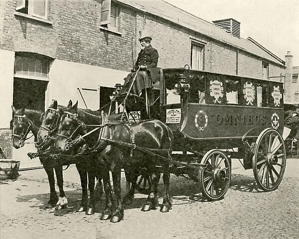 The three horsed Omnibus (b  /  w photo)