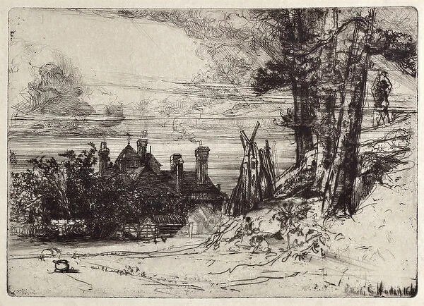 Horseleys House at Willesley, 19th century (etching)