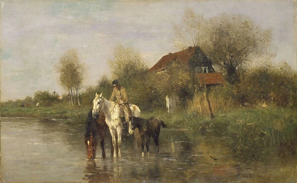 Horses at Water, 1877 (oil on canvas)
