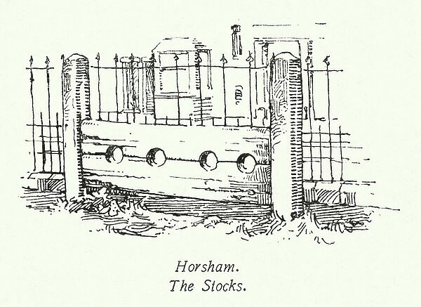 Horsham, The Stocks (litho)