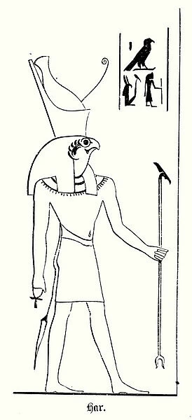 Horus, falcon-headed god of ancient Egypt (engraving)