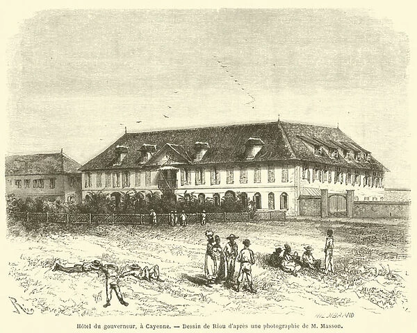 Hotel du gouverneur, a Cayenne (engraving)