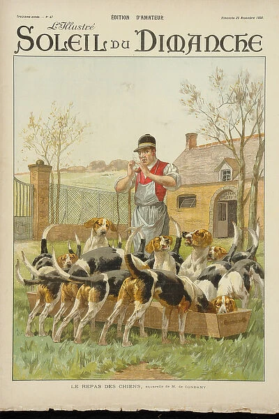 Hounds feeding, from the cover of Soleil du Dimanche
