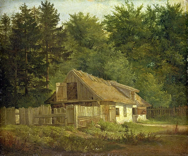 A House in the Frederiksdal Forest near Copenhagen, 1828 (oil on paper mounted on card)