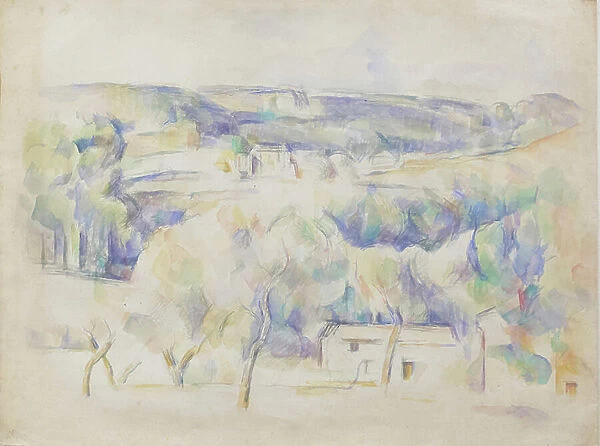 House and grove, c. 1890 (pencil and aquarel on paper)
