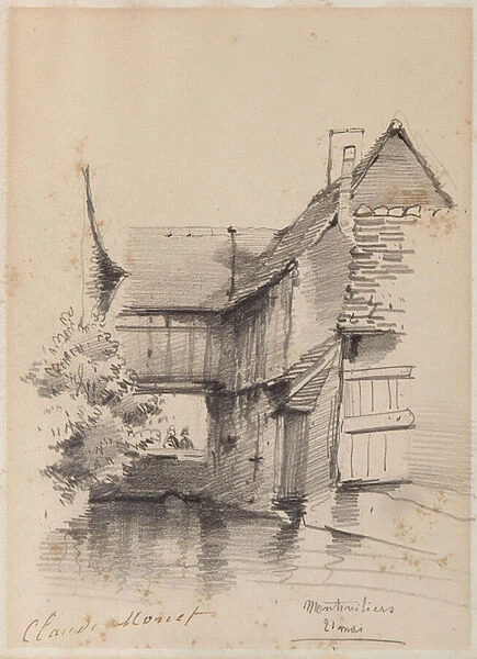 House on the Lezarde at Montivilliers, 1857 (graphite on paper)
