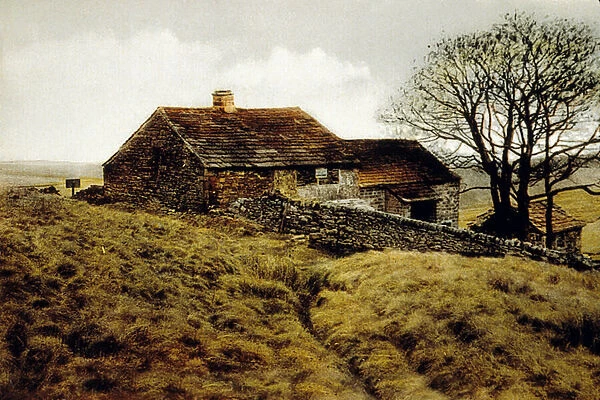 A House on the Moor, near Haworth, Yorkshire (colour litho)