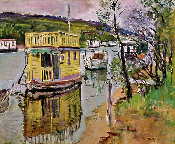 Houseboats, Loch Lomond (oil on canvas)