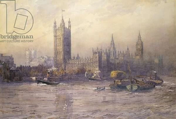The Houses of Parliament, watercolour