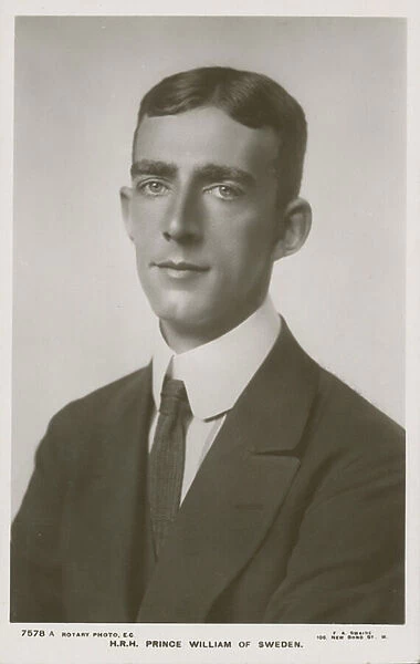 HRH Prince William of Sweden, 1913 (b  /  w photo)