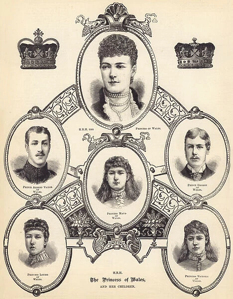 HRH the Princess of Wales, and her Children (engraving)