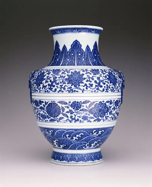 Hu vase, decorated in the Ming style with lotus flowers, camelias, pinks