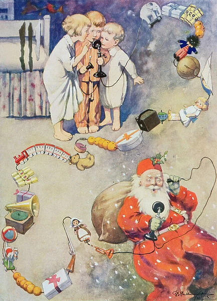 'Hullo Santa!'from Blackies Childrens Annual, Nineteenth Year Book (book illustration)