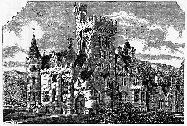 Humewood Castle, Co. Wicklow, illustration from The Building 1868 (engraving)