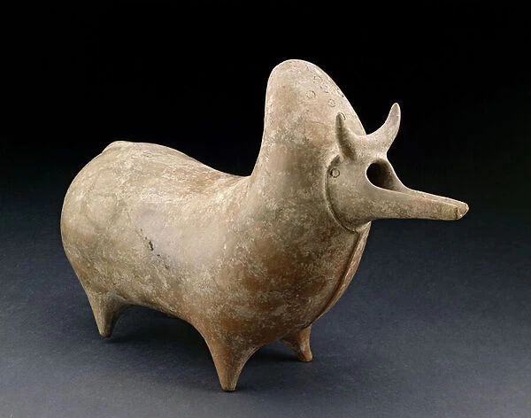 Humped-backed bull (zebu) Gilan, N. W. Iran, c. 1350-1000BC (terracotta)