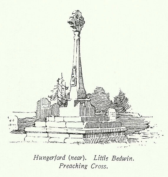 Hungerford, near, Little Bedwin, Preaching Cross (litho)