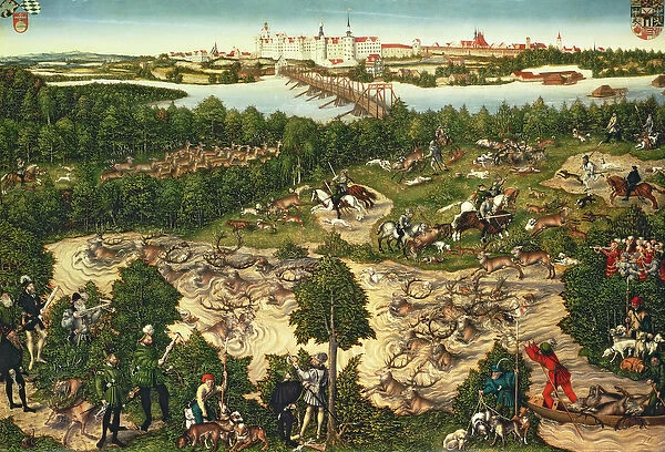 Hunt in Honour of the Emperor Charles V near Hartenfels Castle, Torgau, 1544 (oil on panel)