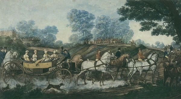 Hunt meeting, engraved by Philibert Louis Debucourt (1755-1832