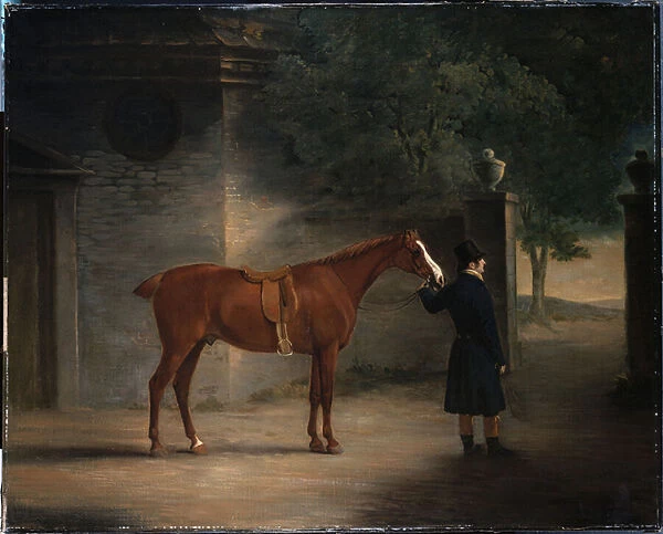 A Hunter and a Groom in a Courtyard, 1816 (oil on canvas)