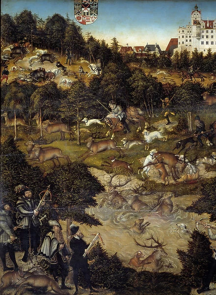Hunting in honor of Charles V at Torgau Castle (Germany). Detail