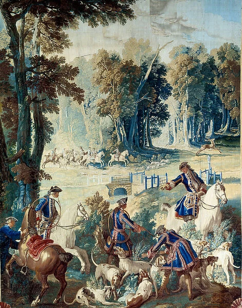 Hunting of Louis XV. Tapestry by Jean Baptiste Oudry (1686 - 1755), 1741