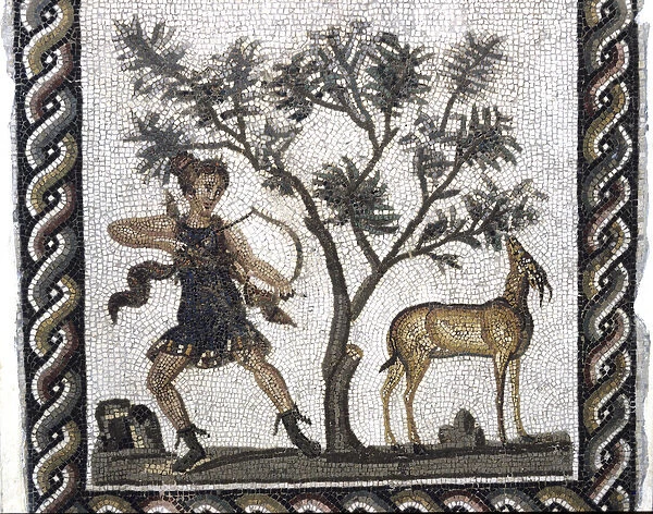 Hunting scene with a gazelle (mosaic)