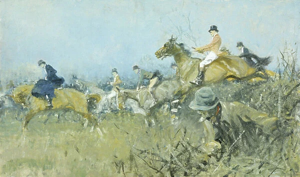 Hunting Scene, Full Cry (oil on canvas)