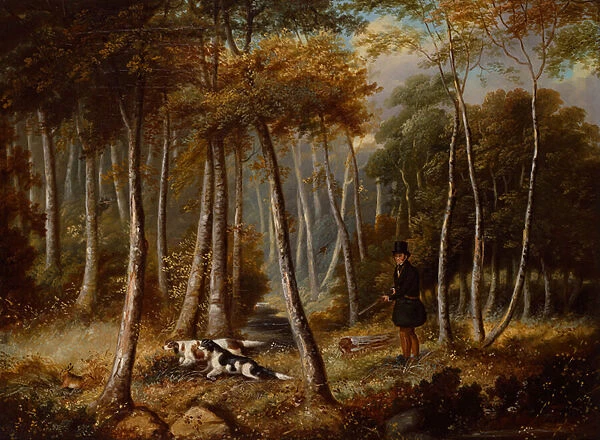 Hunting Scene, Settlers Flushing out a Hare (oil on canvas)