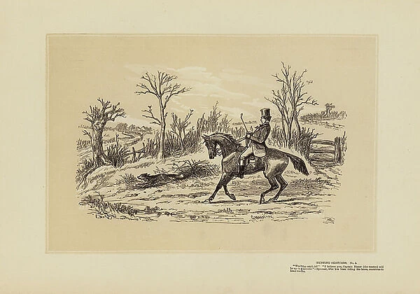 Hunting Sketches, No 4, The Man who Rode the Lanes (engraving)