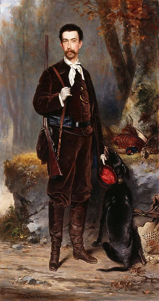 A Huntsman with a Dog, 1876 (oil on panel)
