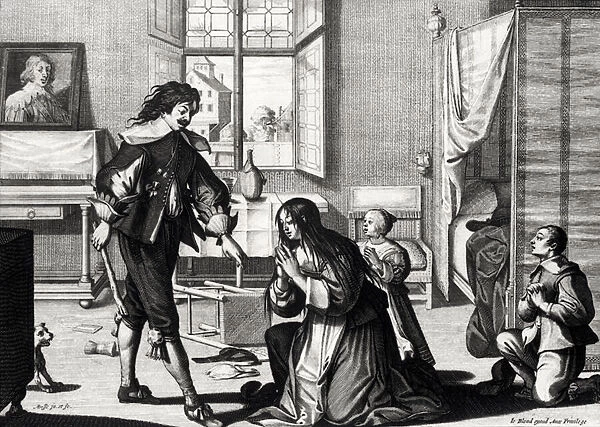 The Husband Who Beats His Wife, engraved by Le Blond (engraving)