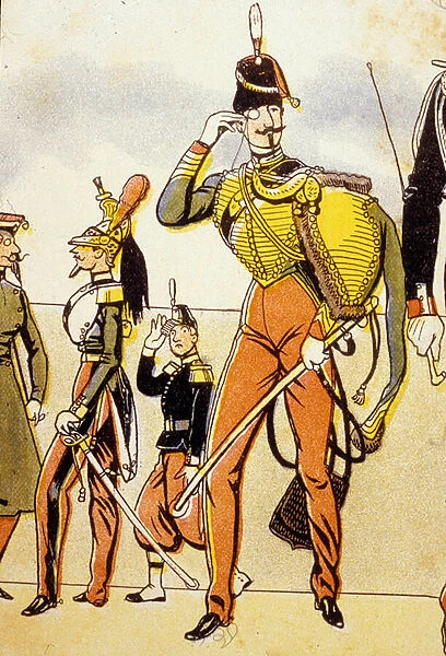 The Hussars, Army of the Second Empire, 1867 (colour litho)