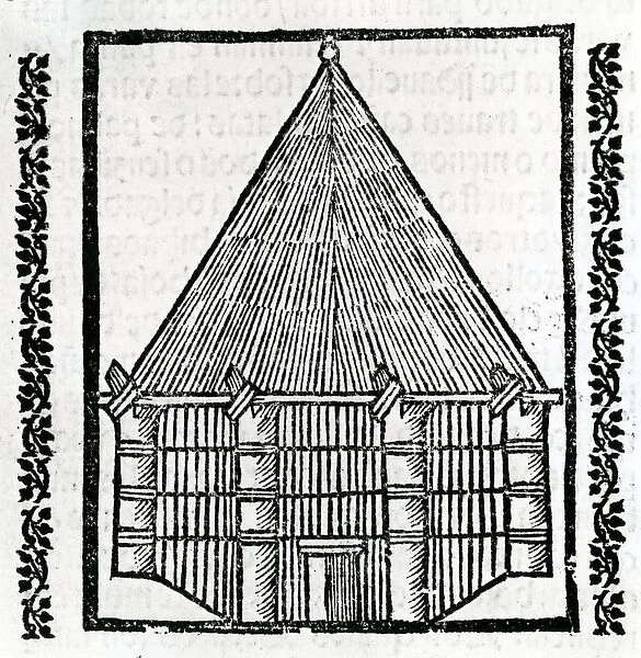 A Hut from la Historia general de las Indias 1547 (woodcut)