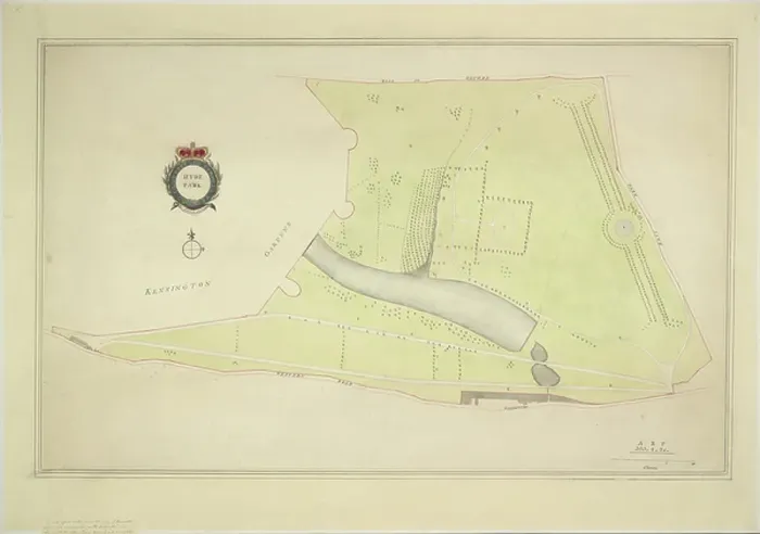 Framed Print : Hyde Park. BL3280880 Hyde Park; British Library, London, UK; (add.info.: Language: English