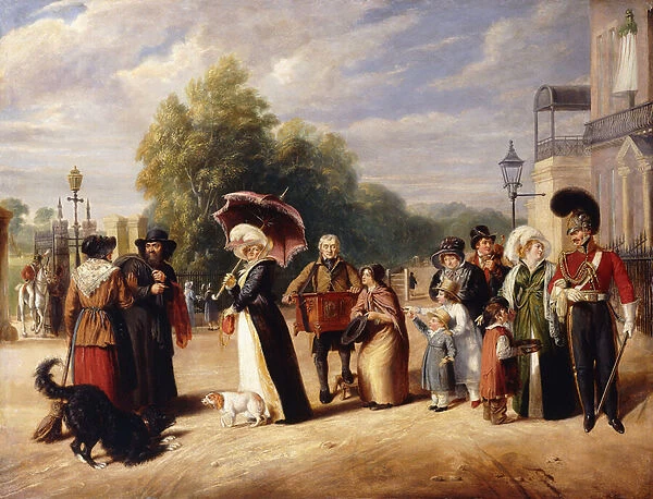 Hyde Park Corner with the Duke of Wellingtons Residence, (oil on panel)