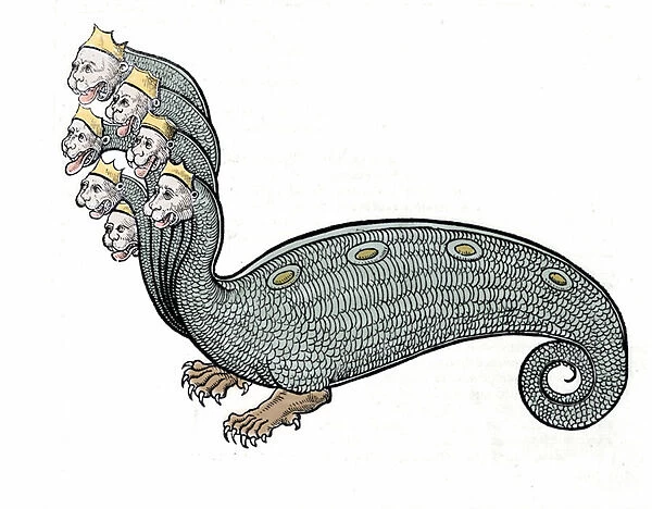The hydra with the seven heads is a water snake with a dogs body