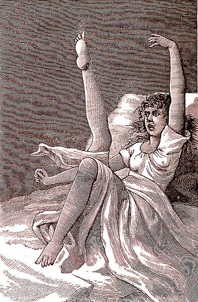 Hysteria, an extremely mental phenomenom, psychoses and psychoneurosis.1887 (engraving)