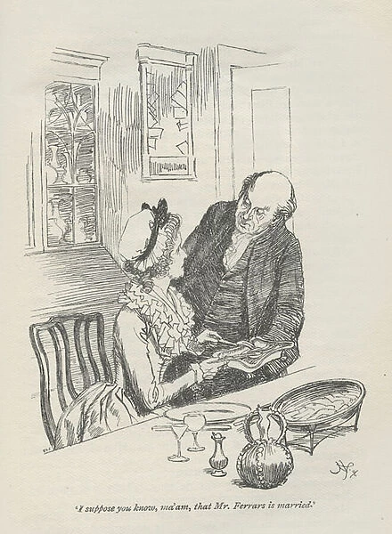 I suppose you know, ma am, that Mr. Ferrars is married, 1896 (engraving)