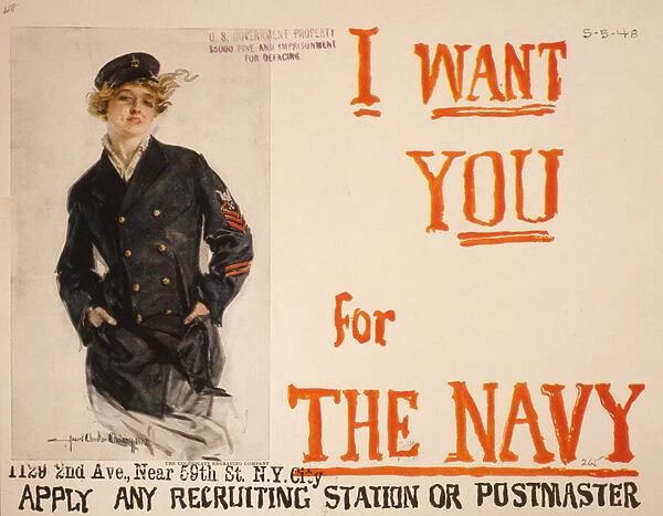 I want you for the Navy, 1917 (colour lithograph)