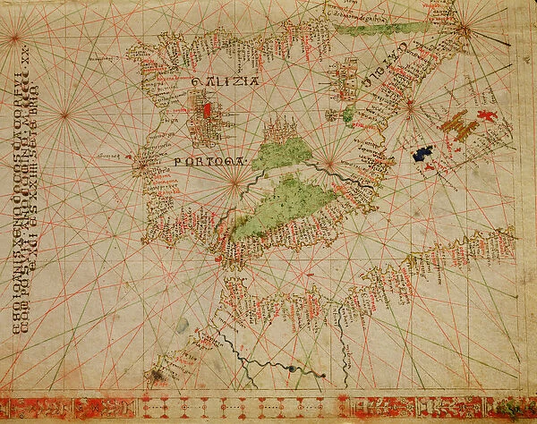 The Iberian Peninsula and the north coast of Africa, from a nautical atlas, 1520